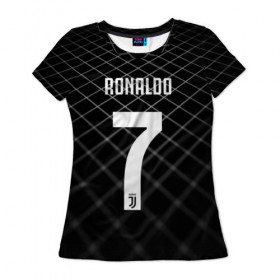 Женская футболка 3D с принтом RONALDO JUVE SPORT в Санкт-Петербурге, 100% полиэфир ( синтетическое хлопкоподобное полотно) | прямой крой, круглый вырез горловины, длина до линии бедер | cr7 | fc | клуб | криштиану роналду | роналдо | фк | ювентус