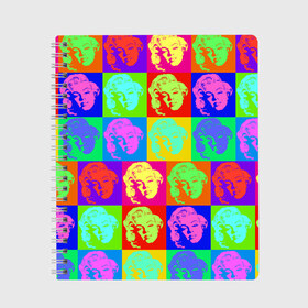 Тетрадь с принтом pop-art Marilyn Monroe в Санкт-Петербурге, 100% бумага | 48 листов, плотность листов — 60 г/м2, плотность картонной обложки — 250 г/м2. Листы скреплены сбоку удобной пружинной спиралью. Уголки страниц и обложки скругленные. Цвет линий — светло-серый
 | Тематика изображения на принте: marilyn monroe | pop art | мэрилин монро | поп арт
