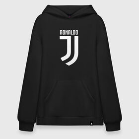 Худи SuperOversize хлопок с принтом RONALDO JUVE SPORT в Санкт-Петербурге, 70% хлопок, 30% полиэстер, мягкий начес внутри | карман-кенгуру, эластичная резинка на манжетах и по нижней кромке, двухслойный капюшон
 | cr7 | fc | клуб | криштиану роналду | роналдо | фк | ювентус