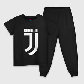 Детская пижама хлопок с принтом RONALDO JUVE SPORT в Санкт-Петербурге, 100% хлопок |  брюки и футболка прямого кроя, без карманов, на брюках мягкая резинка на поясе и по низу штанин
 | Тематика изображения на принте: cr7 | fc | клуб | криштиану роналду | роналдо | фк | ювентус