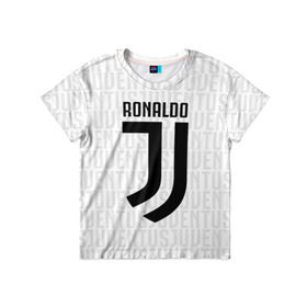 Детская футболка 3D с принтом RONALDO JUVE SPORT в Санкт-Петербурге, 100% гипоаллергенный полиэфир | прямой крой, круглый вырез горловины, длина до линии бедер, чуть спущенное плечо, ткань немного тянется | Тематика изображения на принте: 