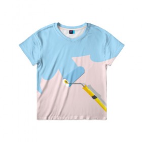 Детская футболка 3D с принтом Больше красок в Санкт-Петербурге, 100% гипоаллергенный полиэфир | прямой крой, круглый вырез горловины, длина до линии бедер, чуть спущенное плечо, ткань немного тянется | валик | дизайнер | краска | краски | креатив | креативный дизайн | маляр | прикол | пятно | розовый | сочный | тренд | цвет | яркость