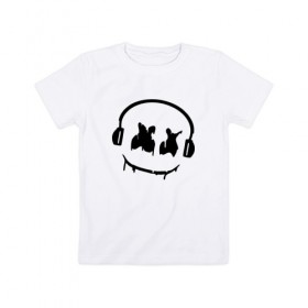 Детская футболка хлопок с принтом Music в Санкт-Петербурге, 100% хлопок | круглый вырез горловины, полуприлегающий силуэт, длина до линии бедер | electronic music | marshmello | маршмеллоу | электронная музыка