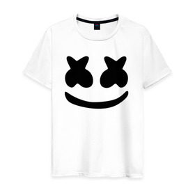 Мужская футболка хлопок с принтом Маршмеллоу в Санкт-Петербурге, 100% хлопок | прямой крой, круглый вырез горловины, длина до линии бедер, слегка спущенное плечо. | electronic music | marshmello | маршмеллоу | электронная музыка