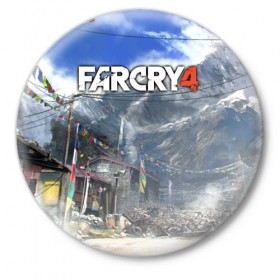 Значок с принтом Far Cry 4 в Санкт-Петербурге,  металл | круглая форма, металлическая застежка в виде булавки | action | far cry 4 | армия | гималаи | гирокоптер | мин | мир | открытый | франшиза | ховеркрафт | шутер