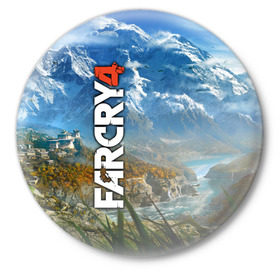 Значок с принтом Far Cry 4 в Санкт-Петербурге,  металл | круглая форма, металлическая застежка в виде булавки | Тематика изображения на принте: action | far cry 4 | армия | гималаи | гирокоптер | мин | мир | открытый | франшиза | ховеркрафт | шутер