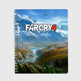 Тетрадь с принтом Far Cry 4 в Санкт-Петербурге, 100% бумага | 48 листов, плотность листов — 60 г/м2, плотность картонной обложки — 250 г/м2. Листы скреплены сбоку удобной пружинной спиралью. Уголки страниц и обложки скругленные. Цвет линий — светло-серый
 | Тематика изображения на принте: action | far cry 4 | армия | гималаи | гирокоптер | мин | мир | открытый | франшиза | ховеркрафт | шутер