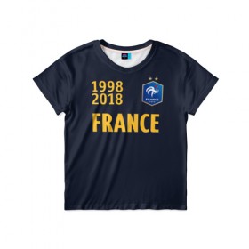 Детская футболка 3D с принтом France Champions в Санкт-Петербурге, 100% гипоаллергенный полиэфир | прямой крой, круглый вырез горловины, длина до линии бедер, чуть спущенное плечо, ткань немного тянется | 