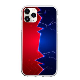 Чехол для iPhone 11 Pro Max матовый с принтом Battle color в Санкт-Петербурге, Силикон |  | blue | lightning | lines | red | красный | линии | молния | половины | противостояние | синий