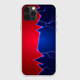 Чехол для iPhone 12 Pro Max с принтом Battle color в Санкт-Петербурге, Силикон |  | blue | lightning | lines | red | красный | линии | молния | половины | противостояние | синий
