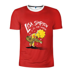 Мужская футболка 3D спортивная с принтом Лиза Симпсон в Санкт-Петербурге, 100% полиэстер с улучшенными характеристиками | приталенный силуэт, круглая горловина, широкие плечи, сужается к линии бедра | homer | lisa | simpson | simpsons | барт | гомер | лиза | мульт | мультик | мультфильм | симпсон | симпсоны