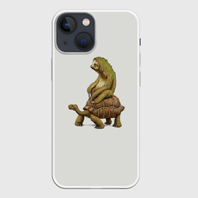 Чехол для iPhone 13 mini с принтом Ленивец и Черепаха в Санкт-Петербурге,  |  | быстрый | медленный | понедельник | работа | юмор