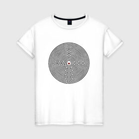Женская футболка хлопок с принтом Лабиринт Минотавра в Санкт-Петербурге, 100% хлопок | прямой крой, круглый вырез горловины, длина до линии бедер, слегка спущенное плечо | загадка | мифы