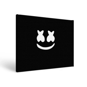 Холст прямоугольный с принтом Marshmello black в Санкт-Петербурге, 100% ПВХ |  | Тематика изображения на принте: dj | dj marshmello | marshmello | клуб | клубная музыка | музыка