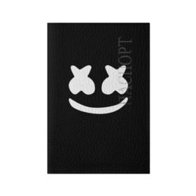 Обложка для паспорта матовая кожа с принтом Marshmello black в Санкт-Петербурге, натуральная матовая кожа | размер 19,3 х 13,7 см; прозрачные пластиковые крепления | dj | dj marshmello | marshmello | клуб | клубная музыка | музыка