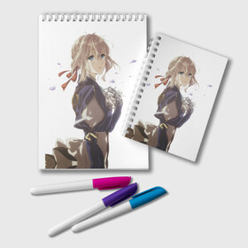 Блокнот с принтом Violet Evergarden_15 в Санкт-Петербурге, 100% бумага | 48 листов, плотность листов — 60 г/м2, плотность картонной обложки — 250 г/м2. Листы скреплены удобной пружинной спиралью. Цвет линий — светло-серый
 | Тематика изображения на принте: violet evergarden | вайолет эвергарден