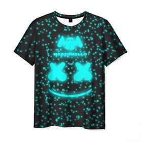 Мужская футболка 3D с принтом MARSHMELLO в Санкт-Петербурге, 100% полиэфир | прямой крой, круглый вырез горловины, длина до линии бедер | dj | marshmello | клубная музыка | маршмелло | музыка | музыкант