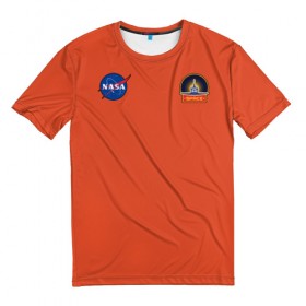 Мужская футболка 3D с принтом NASA в Санкт-Петербурге, 100% полиэфир | прямой крой, круглый вырез горловины, длина до линии бедер | shuttle | space | аполлон | галактика | джемини | космонав | космос | наса | скайлэб | сша | шаттл nasa