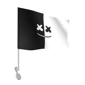 Флаг для автомобиля с принтом MARSHMELLO BLACK & WHITE в Санкт-Петербурге, 100% полиэстер | Размер: 30*21 см | dj | marshmello | клубная музыка | маршмелло | музыка | музыкант