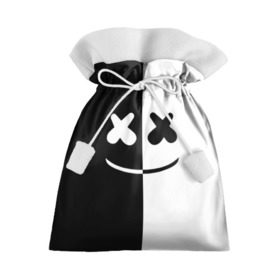Подарочный 3D мешок с принтом MARSHMELLO BLACK & WHITE в Санкт-Петербурге, 100% полиэстер | Размер: 29*39 см | dj | marshmello | клубная музыка | маршмелло | музыка | музыкант