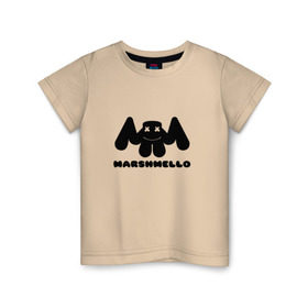 Детская футболка хлопок с принтом MARSHMELLO в Санкт-Петербурге, 100% хлопок | круглый вырез горловины, полуприлегающий силуэт, длина до линии бедер | dj | marshmello | клубная музыка | маршмелло | музыка | музыкант