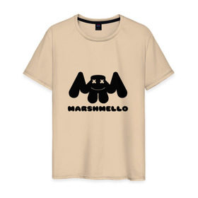 Мужская футболка хлопок с принтом MARSHMELLO в Санкт-Петербурге, 100% хлопок | прямой крой, круглый вырез горловины, длина до линии бедер, слегка спущенное плечо. | dj | marshmello | клубная музыка | маршмелло | музыка | музыкант