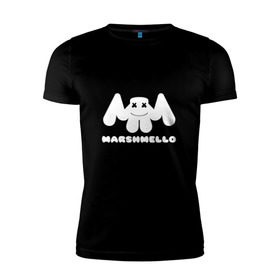 Мужская футболка премиум с принтом MARSHMELLO в Санкт-Петербурге, 92% хлопок, 8% лайкра | приталенный силуэт, круглый вырез ворота, длина до линии бедра, короткий рукав | dj | marshmello | клубная музыка | маршмелло | музыка | музыкант