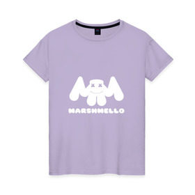Женская футболка хлопок с принтом MARSHMELLO в Санкт-Петербурге, 100% хлопок | прямой крой, круглый вырез горловины, длина до линии бедер, слегка спущенное плечо | dj | marshmello | клубная музыка | маршмелло | музыка | музыкант