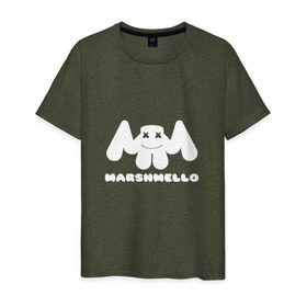 Мужская футболка хлопок с принтом MARSHMELLO в Санкт-Петербурге, 100% хлопок | прямой крой, круглый вырез горловины, длина до линии бедер, слегка спущенное плечо. | Тематика изображения на принте: dj | marshmello | клубная музыка | маршмелло | музыка | музыкант