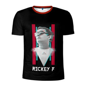 Мужская футболка 3D спортивная с принтом Rickey F Glitch в Санкт-Петербурге, 100% полиэстер с улучшенными характеристиками | приталенный силуэт, круглая горловина, широкие плечи, сужается к линии бедра | rickey f | рики ф | рики эф