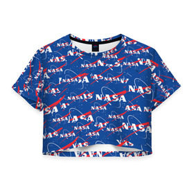 Женская футболка Cropp-top с принтом NASA pop art в Санкт-Петербурге, 100% полиэстер | круглая горловина, длина футболки до линии талии, рукава с отворотами | shuttle | space | аполлон | галактика | джемини | космонав | космос | наса | скайлэб | сша | шаттл nasa