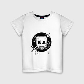Детская футболка хлопок с принтом MARSHMELLO в Санкт-Петербурге, 100% хлопок | круглый вырез горловины, полуприлегающий силуэт, длина до линии бедер | dj | marshmello | usa | америка | клубная музыка | маршмелло | музыка | музыкант