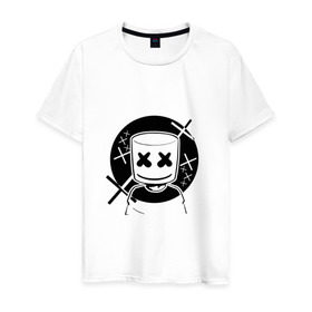 Мужская футболка хлопок с принтом MARSHMELLO в Санкт-Петербурге, 100% хлопок | прямой крой, круглый вырез горловины, длина до линии бедер, слегка спущенное плечо. | dj | marshmello | usa | америка | клубная музыка | маршмелло | музыка | музыкант