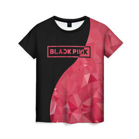 Женская футболка 3D с принтом BLACKPINK в Санкт-Петербурге, 100% полиэфир ( синтетическое хлопкоподобное полотно) | прямой крой, круглый вырез горловины, длина до линии бедер | black  pink | blackpink | jennie | jisoo | k pop | lalisa | группа | инь янь | к поп | корейская группа | розовый | черный