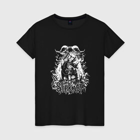 Женская футболка хлопок с принтом Slipknot в Санкт-Петербурге, 100% хлопок | прямой крой, круглый вырез горловины, длина до линии бедер, слегка спущенное плечо | 