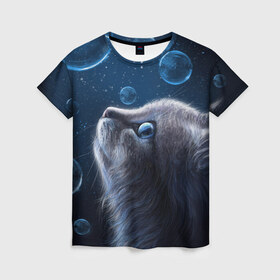 Женская футболка 3D с принтом Милый котик в Санкт-Петербурге, 100% полиэфир ( синтетическое хлопкоподобное полотно) | прямой крой, круглый вырез горловины, длина до линии бедер | дикое | животное | кот | кошка | млекопитающее | скорость | хищное