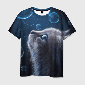 Мужская футболка 3D с принтом Милый котик в Санкт-Петербурге, 100% полиэфир | прямой крой, круглый вырез горловины, длина до линии бедер | дикое | животное | кот | кошка | млекопитающее | скорость | хищное