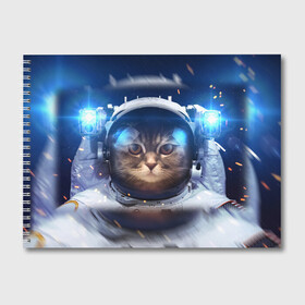 Альбом для рисования с принтом КОТ АСТРОНАВТ в Санкт-Петербурге, 100% бумага
 | матовая бумага, плотность 200 мг. | Тематика изображения на принте: astronaut | cat | space | животные | космос | кот | кот астронавт