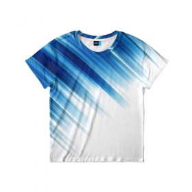 Детская футболка 3D с принтом ABSTRACT BLUE в Санкт-Петербурге, 100% гипоаллергенный полиэфир | прямой крой, круглый вырез горловины, длина до линии бедер, чуть спущенное плечо, ткань немного тянется | abstract | blue | geometry | абстракция | геометрия | градиент | линии | синий