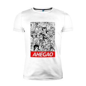 Мужская футболка премиум с принтом AHEGAO в Санкт-Петербурге, 92% хлопок, 8% лайкра | приталенный силуэт, круглый вырез ворота, длина до линии бедра, короткий рукав | ahegao | anime | аниме | ахегао | культура | тренд