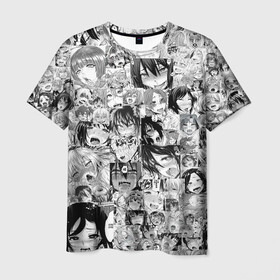 Мужская футболка 3D с принтом AHEGAO в Санкт-Петербурге, 100% полиэфир | прямой крой, круглый вырез горловины, длина до линии бедер | ahegao | kawai | kowai | oppai | otaku | senpai | sugoi | waifu | yandere | ахегао | ковай | отаку | сенпай | яндере