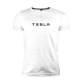 Мужская футболка премиум с принтом Tesla в Санкт-Петербурге, 92% хлопок, 8% лайкра | приталенный силуэт, круглый вырез ворота, длина до линии бедра, короткий рукав | elon | mask | musk | илон маск | маск | тесла