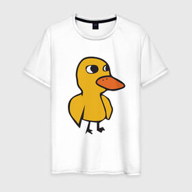 Мужская футболка хлопок с принтом Утка в Санкт-Петербурге, 100% хлопок | прямой крой, круглый вырез горловины, длина до линии бедер, слегка спущенное плечо. | Тематика изображения на принте: duck | duckling | утенок | утка