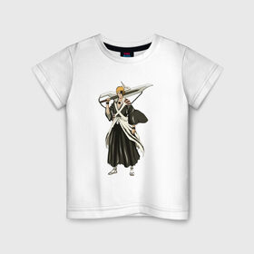Детская футболка хлопок с принтом Ichigo Kurosaki в Санкт-Петербурге, 100% хлопок | круглый вырез горловины, полуприлегающий силуэт, длина до линии бедер | bleach | hollow | manga | блич | ичиго | куросаки | манга | пустой | синигами