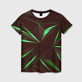 Женская футболка 3D с принтом STRIPES GREEN 3D в Санкт-Петербурге, 100% полиэфир ( синтетическое хлопкоподобное полотно) | прямой крой, круглый вырез горловины, длина до линии бедер | abstract | geometry | абстракция | геометрия | градиент | линии