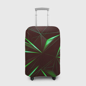 Чехол для чемодана 3D с принтом STRIPES GREEN 3D в Санкт-Петербурге, 86% полиэфир, 14% спандекс | двустороннее нанесение принта, прорези для ручек и колес | abstract | geometry | абстракция | геометрия | градиент | линии