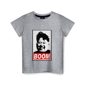 Детская футболка хлопок с принтом BOOM КИМ ЧЕН ЫН в Санкт-Петербурге, 100% хлопок | круглый вырез горловины, полуприлегающий силуэт, длина до линии бедер | boom | kim chen eun | mems | ким чен ын | кнр | мемы | северная корея | ядерные ракеты