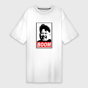 Платье-футболка хлопок с принтом BOOM КИМ ЧЕН ЫН в Санкт-Петербурге,  |  | boom | kim chen eun | mems | ким чен ын | кнр | мемы | северная корея | ядерные ракеты