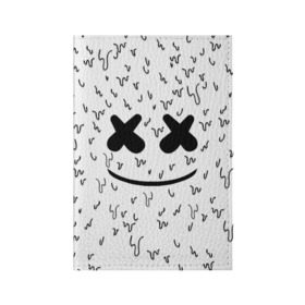 Обложка для паспорта матовая кожа с принтом MARSHMELLO в Санкт-Петербурге, натуральная матовая кожа | размер 19,3 х 13,7 см; прозрачные пластиковые крепления | dj | marshmello | usa | америка | клубная музыка | маршмелло | музыка | музыкант