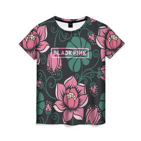 Женская футболка 3D с принтом BlackPink в Санкт-Петербурге, 100% полиэфир ( синтетическое хлопкоподобное полотно) | прямой крой, круглый вырез горловины, длина до линии бедер | black  pink | blackpink | jennie | jisoo | k pop | lalisa | группа | к поп | корейская группа | розовый | черный